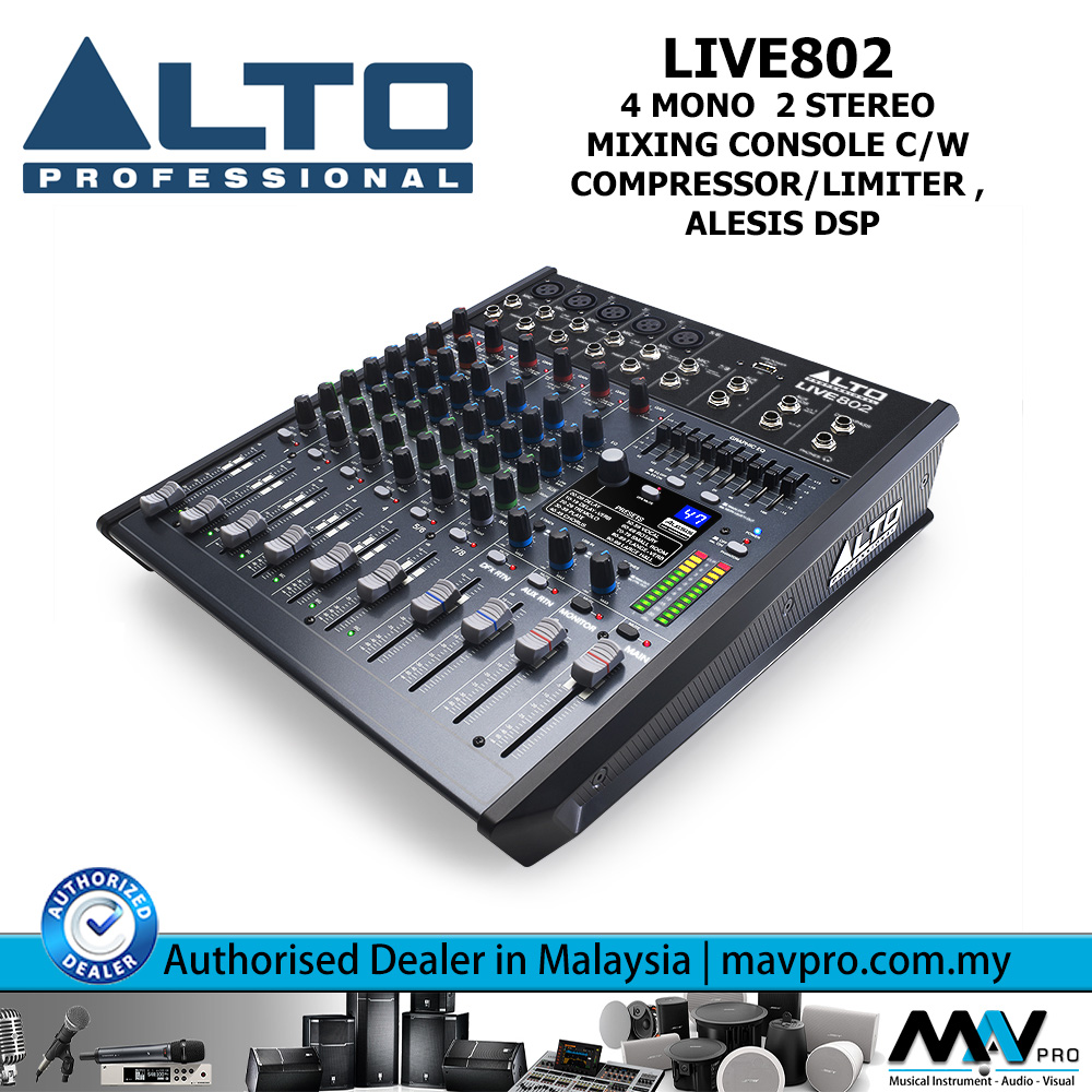 ALTO LIVE802 4 Mono 2 Stereo Mixing Console c/w Compressor
